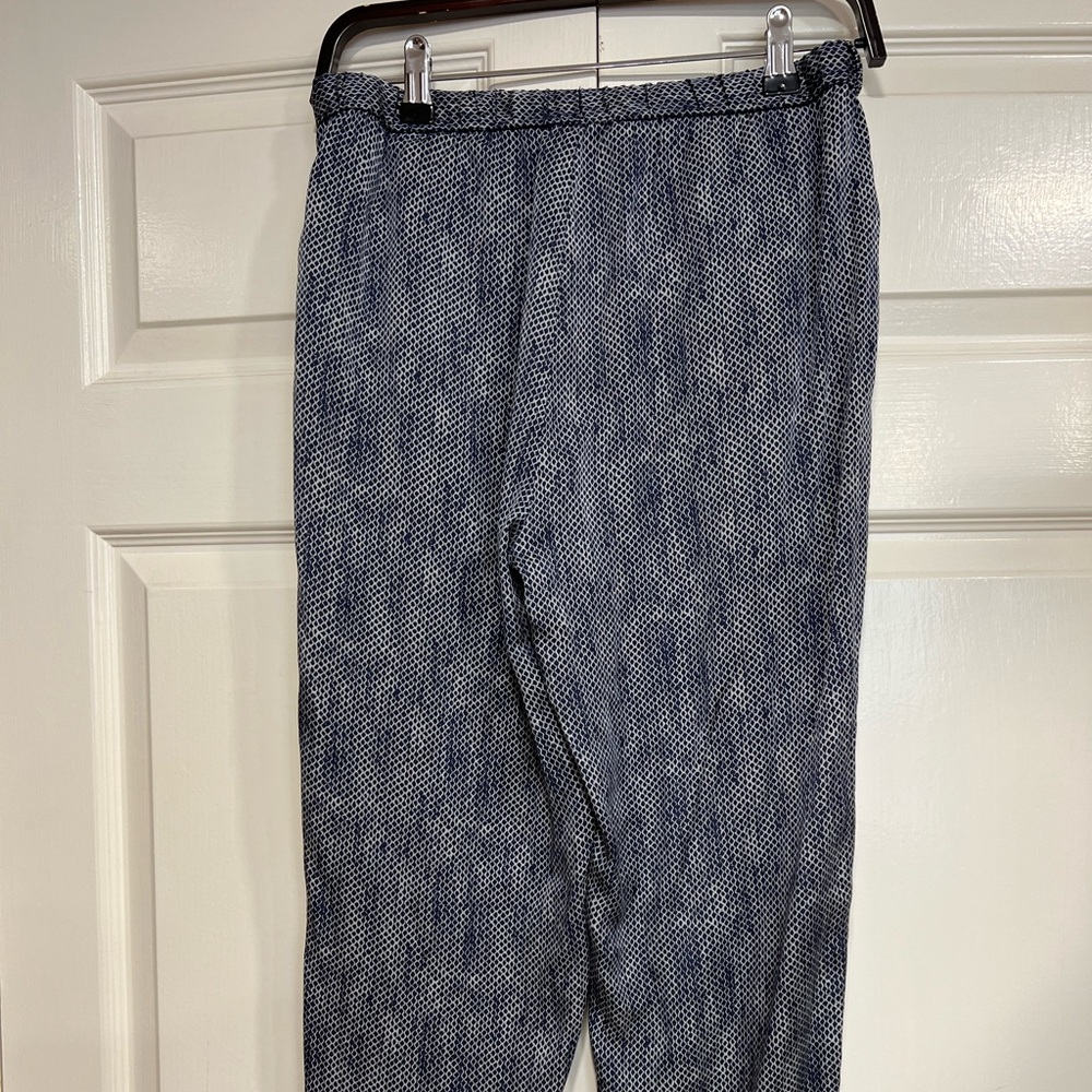 Eileen Fisher Women's Navy/White Silk Pants Like New Size Small (Petite)